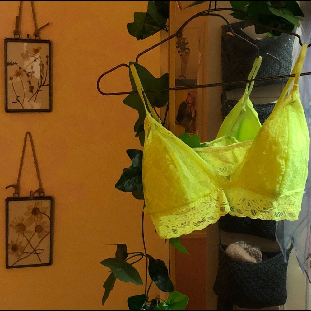 Neon yellow lace bralette